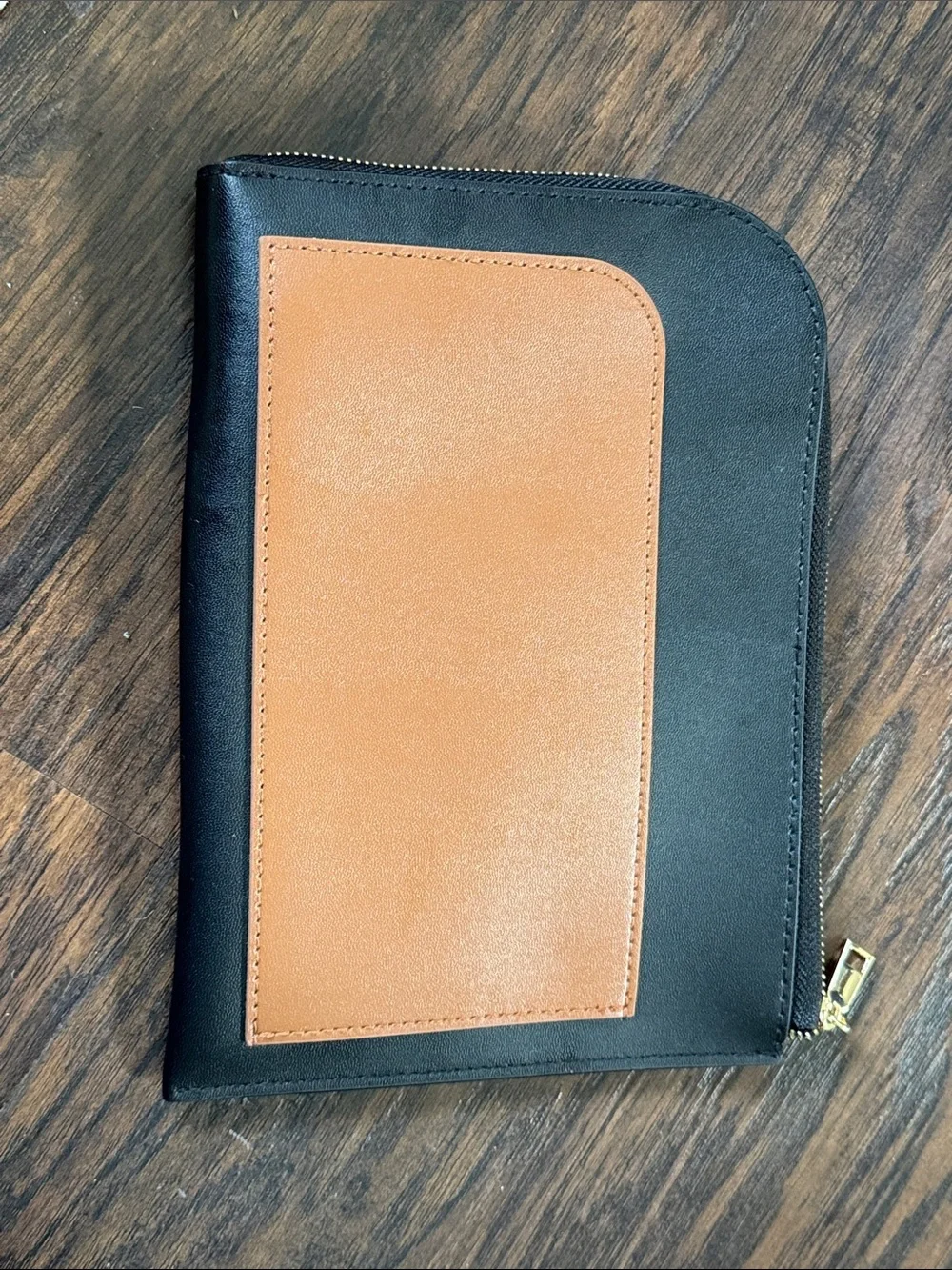 Lanvin Black Leather Toiletry Zip Pouch with Gold Logo
